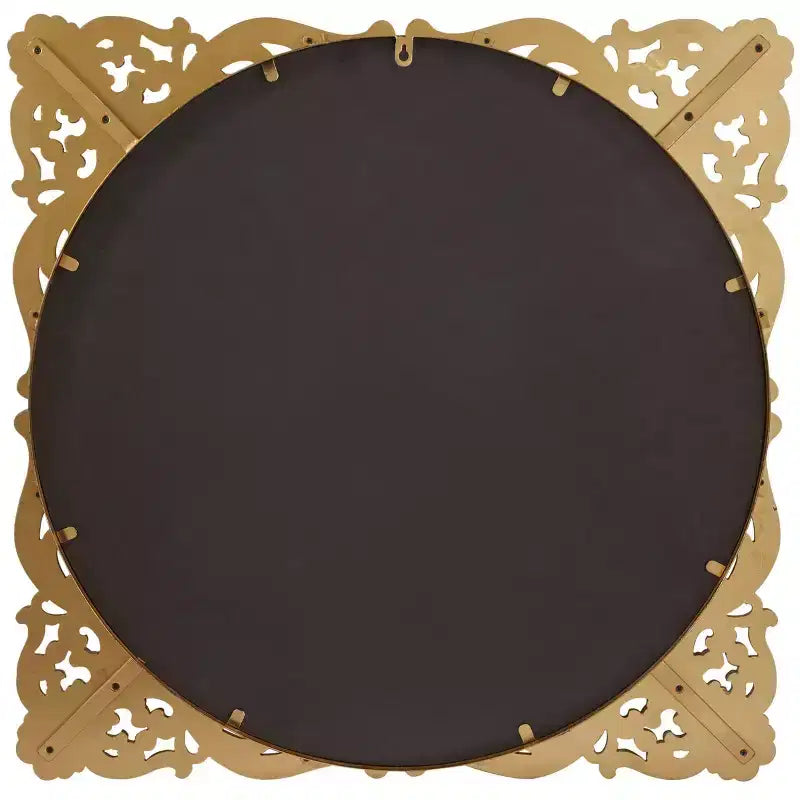 Metal Floral Ornate Baroque Wall Mirror with Distressed Details Gold