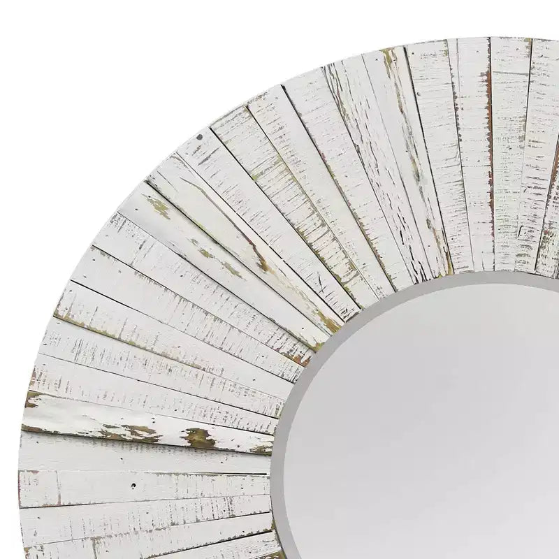 Distressed Modern Farmhouse Wood Wall Mirror White - Antiqued Glass, Fir & MDF Frame