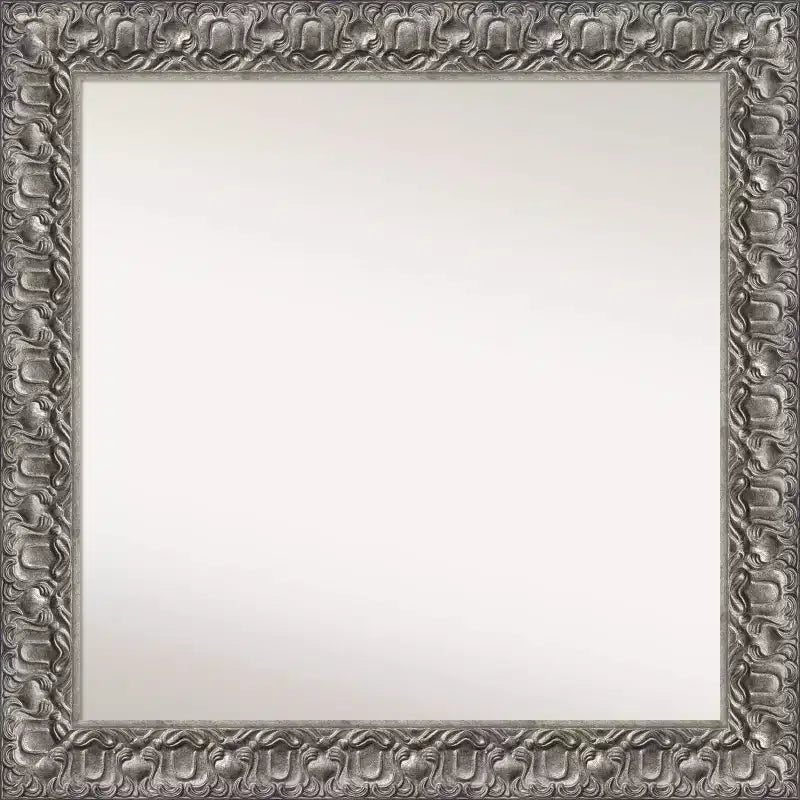 32" x 32" Silver Luxor Wood Bathroom Wall Mirror - Amanti Art: Modern Square, Includes Mounting Hardware