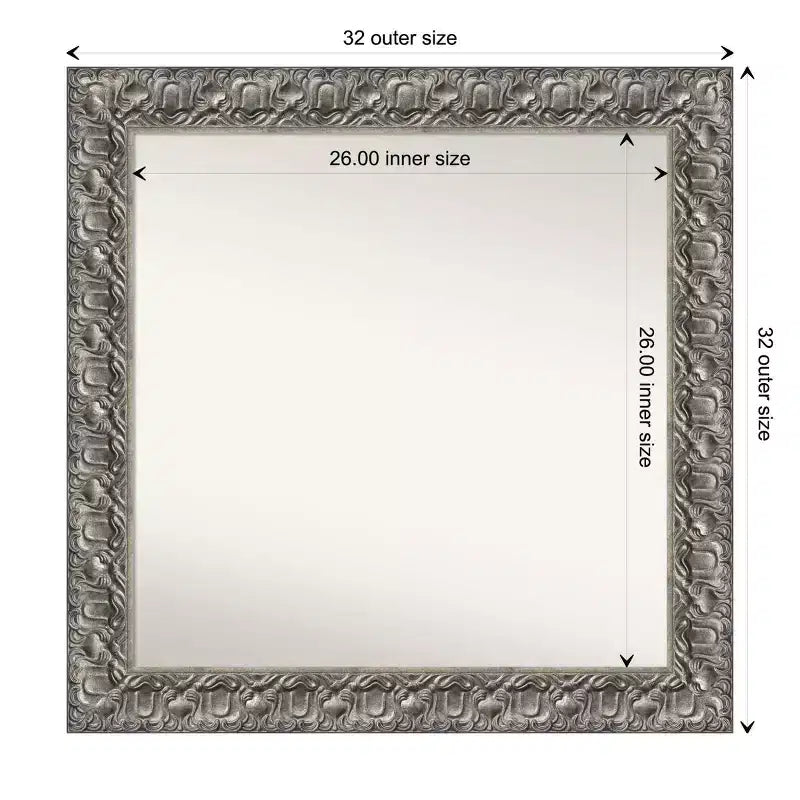 Miroir mural de salle de bain en bois 32" x 32" - Carré moderne, quincaillerie de montage incluse