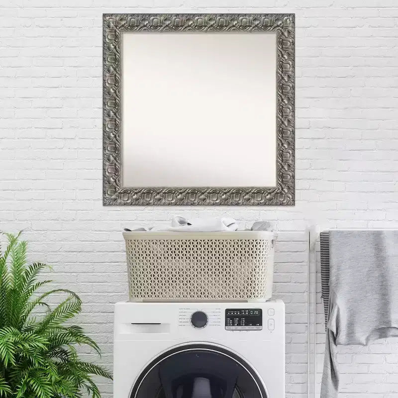 Miroir mural de salle de bain en bois 32" x 32" - Carré moderne, quincaillerie de montage incluse