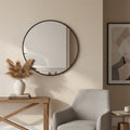 Howard Elliott 30" Round Stainless Steel Shadowbox Framed Wall Mirror Black