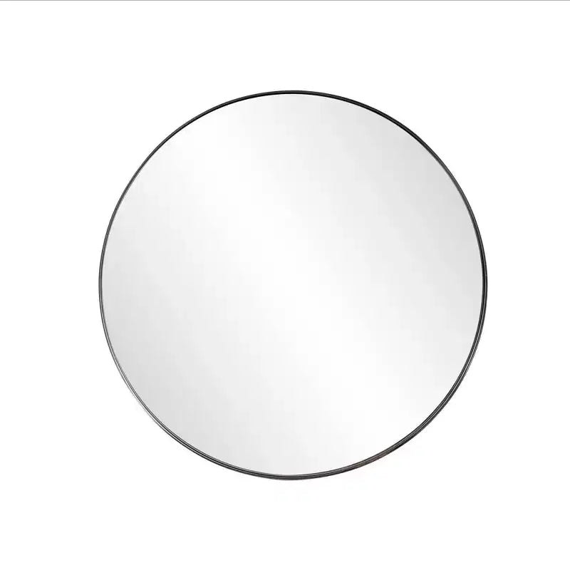 Howard Elliott 30" Round Stainless Steel Shadowbox Framed Wall Mirror Black