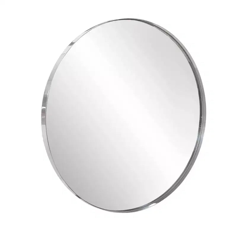 30" Round Stainless Steel Shadowbox Framed Wall Mirror Black