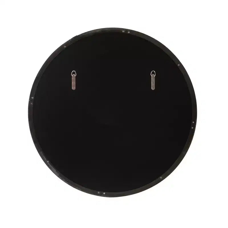 30" Round Stainless Steel Shadowbox Framed Wall Mirror Black