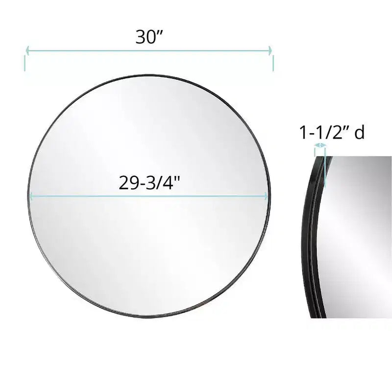 Miroir Mural Rond avec Cadre en Acier Inoxydable de 30" (Boîte d'Ombre) Noir