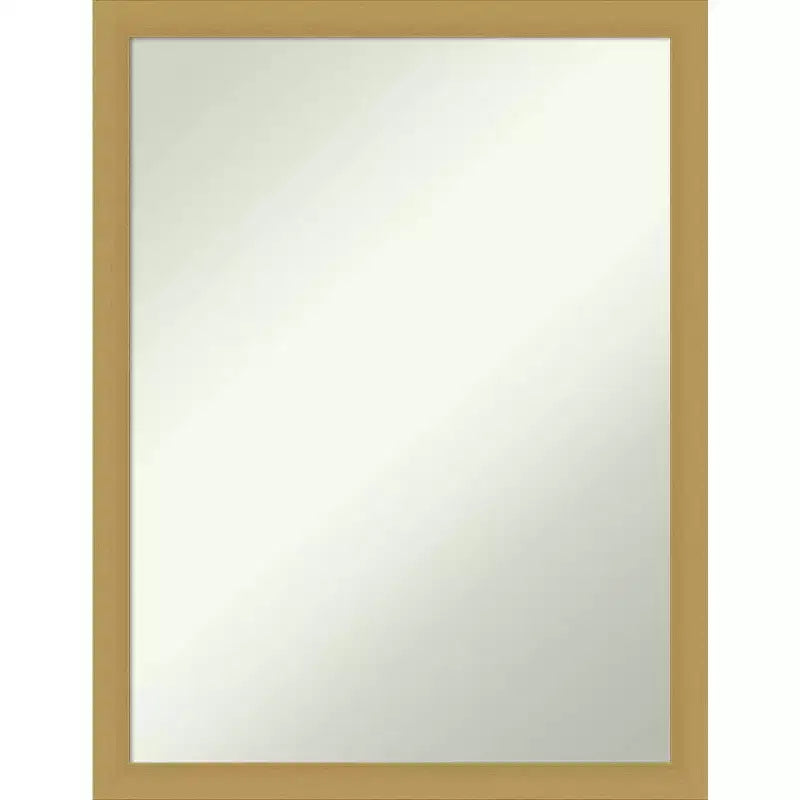 20" x 26" Non-Beveled Grace Brushed Gold Narrow Wall Mirror - Amanti Art: Modern Rectangular Vanity Mirror, Includes Mounting Hardware