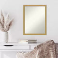 20" x 26" Non-Beveled Brushed Gold Narrow Wall Mirror – Rectangular Vanity Mirror with Mounting Hardware