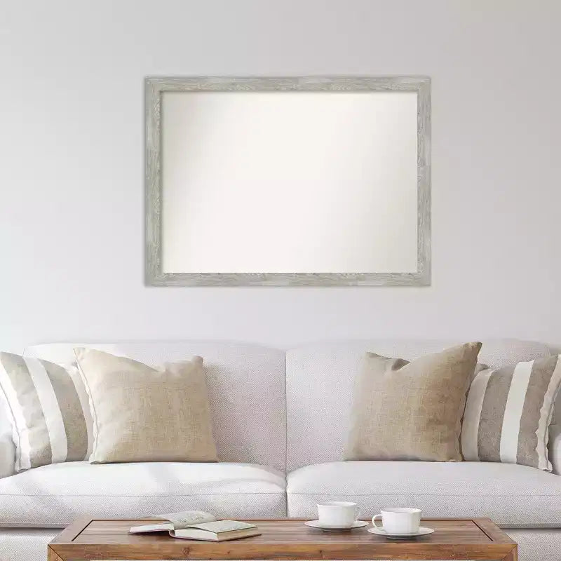 42" x 31" Non-Beveled Narrow Wall Mirror with Gray Wash Frame