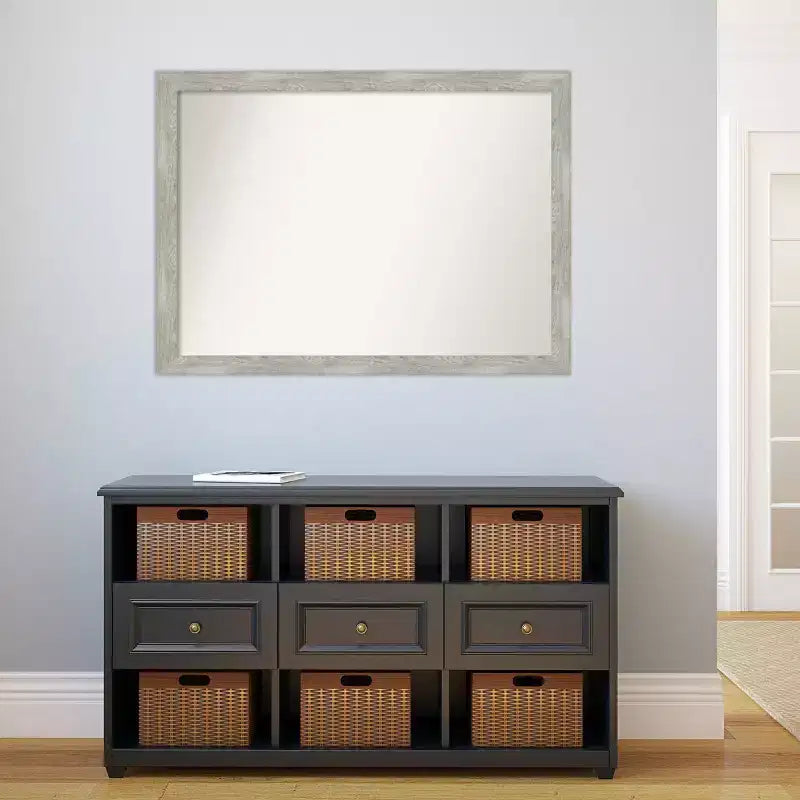 Miroir mural étroit 42" x 31" sans biseau avec cadre à la finition gris délavé