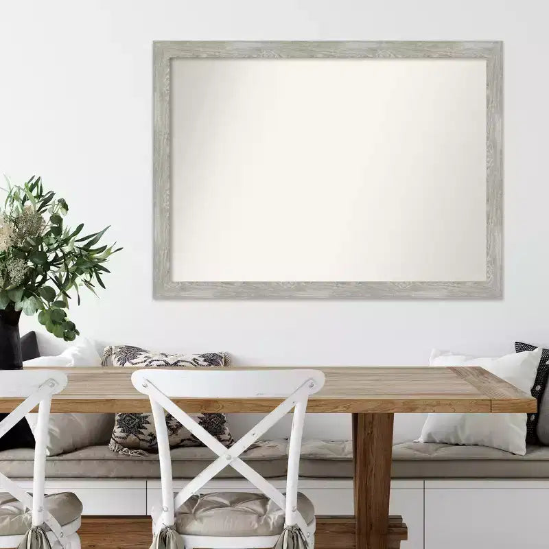 Miroir mural étroit 42" x 31" sans biseau avec cadre à la finition gris délavé