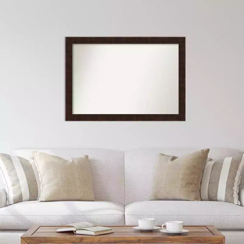 Miroir mural étroit en bronze moucheté, sans biseau, 101,6 cm x 71,1 cm