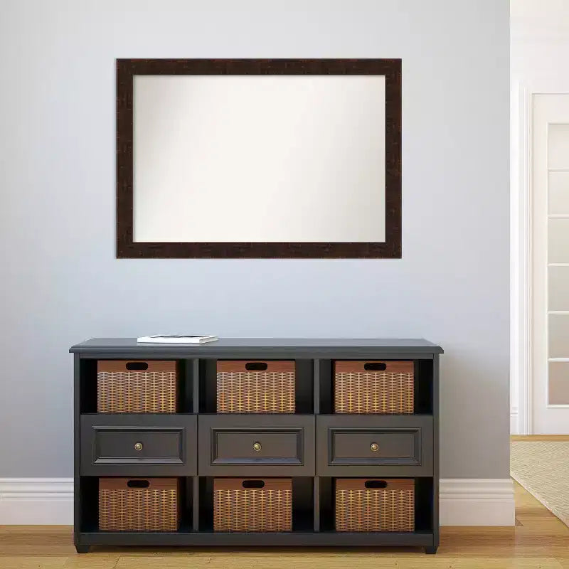 Miroir mural étroit en bronze moucheté, sans biseau, 101,6 cm x 71,1 cm
