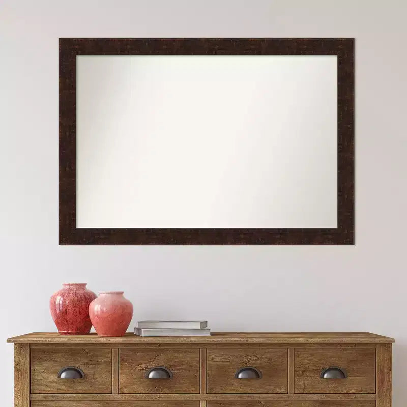 Miroir mural étroit en bronze moucheté, sans biseau, 101,6 cm x 71,1 cm