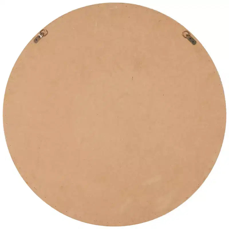 Miroir mural rond à carreaux tissé à la main 32" x 32" - Marron