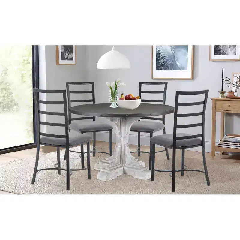 Round Dining Table Whitewash/Dark Brown