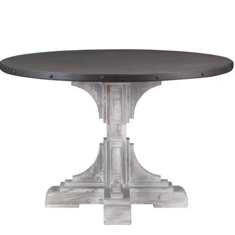Round Dining Table Whitewash/Dark Brown