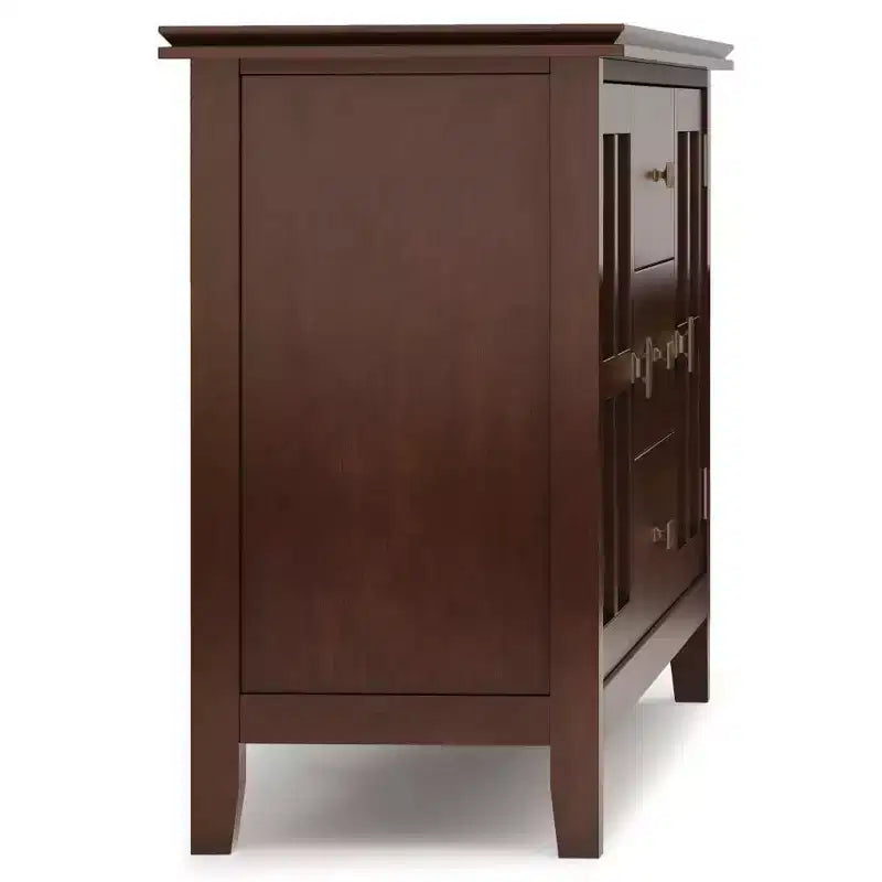 Large Sideboard Buffet Russet Brown – Solid Hardwood, 3 Drawers, 2 Cabinets