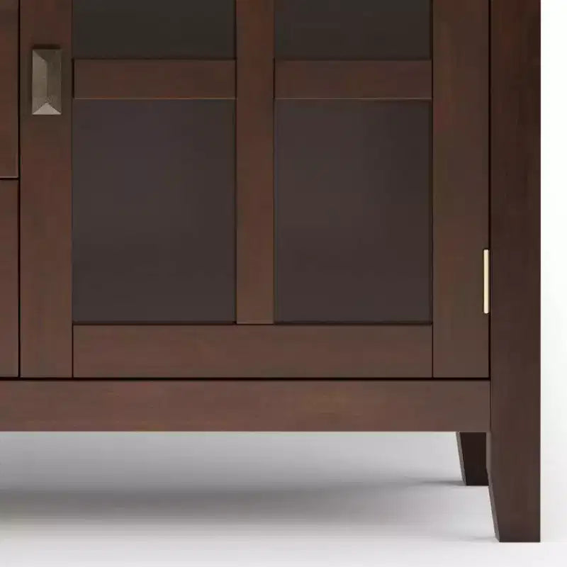 Grand buffet bahut brun roux – Bois massif, 3 tiroirs, 2 placards