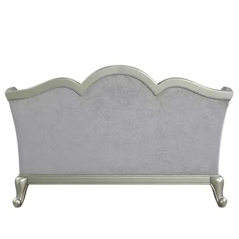 Canapé 168 cm en lin gris clair et finition couleur champagne