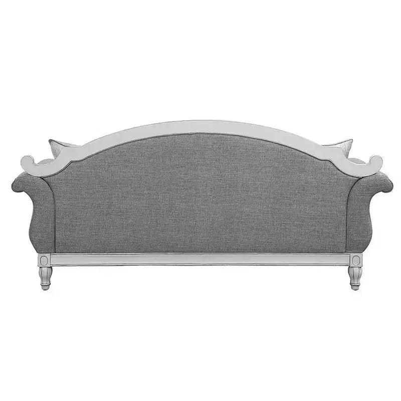 Canapé en tissu gris de 88 po avec finition blanc antique