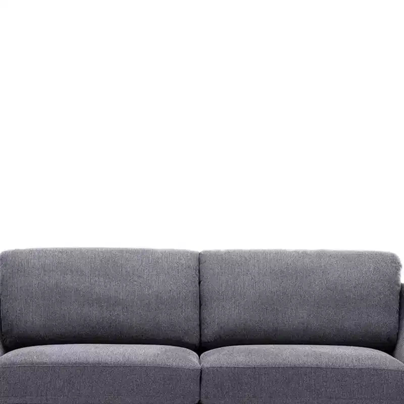 Canapé 80" en lin gris – Piétement en métal chromé, Assise à ressorts ensachés, Structure en bois
