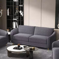 Canapé 80" en lin gris – Piétement en métal chromé, Assise à ressorts ensachés, Structure en bois