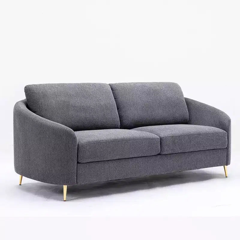 Canapé 80" en lin gris – Piétement en métal chromé, Assise à ressorts ensachés, Structure en bois