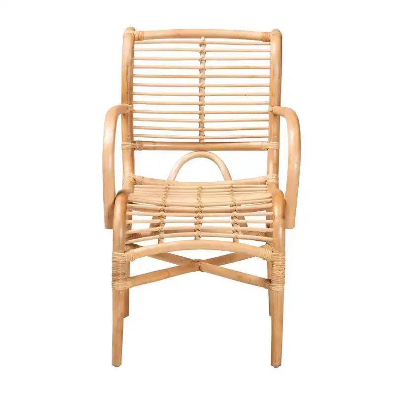 bali & pari Seminyak Natural Rattan Lounge Chair Natural Brown: Indoor Wicker Accent, No Swivel