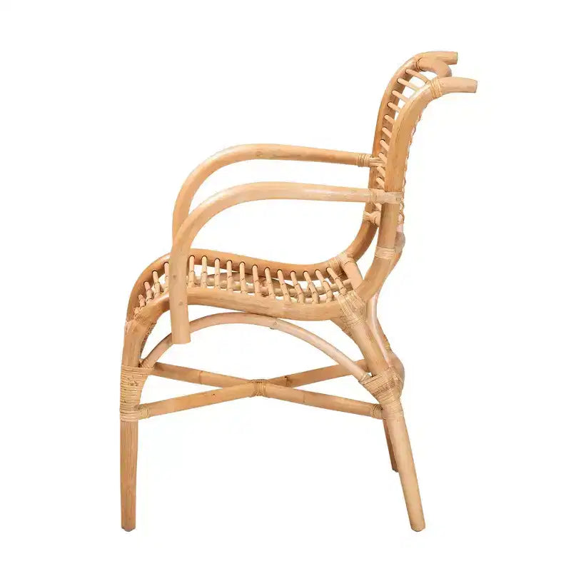 Natural Rattan Lounge Chair - Natural Brown, Indoor Wicker Accent