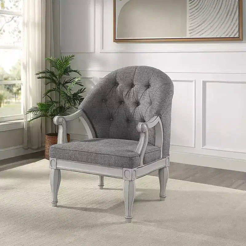 31" Florian Accent Chair: Tufted, Cotton Upholstery, No Assembly - Acme Furniture
