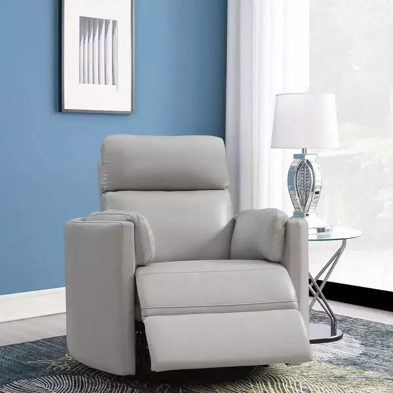 Fauteuil inclinable planeur 40" - Cuir gris, inclinaison moelleuse à 150°, aucun assemblage requis