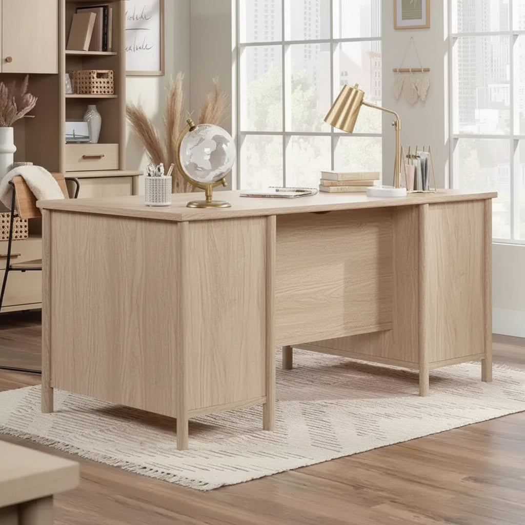 Executive Desk in Natural Maple with Storage & Keyboard Tray