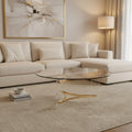 41" Sosi Coffee Table Gold Finish - Acme Furniture: Modern Round Tempered Glass Top, Storage Compartment, Powder-Coated Frame
