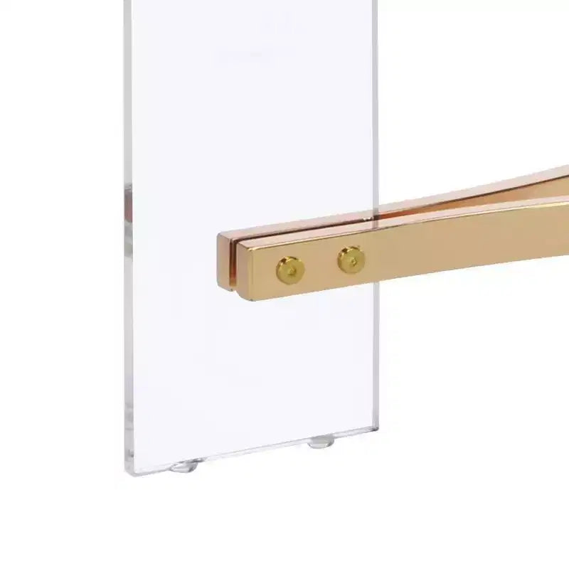 Table basse ronde de 104 cm en verre trempé avec cadre doré thermolaqué et rangement