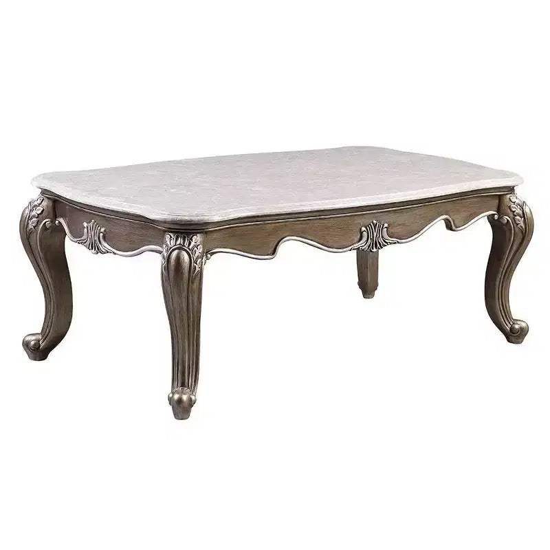 54" Elozzol Coffee Table: Queen Anne Legs, Shell Carved, No Assembly - Acme Furniture