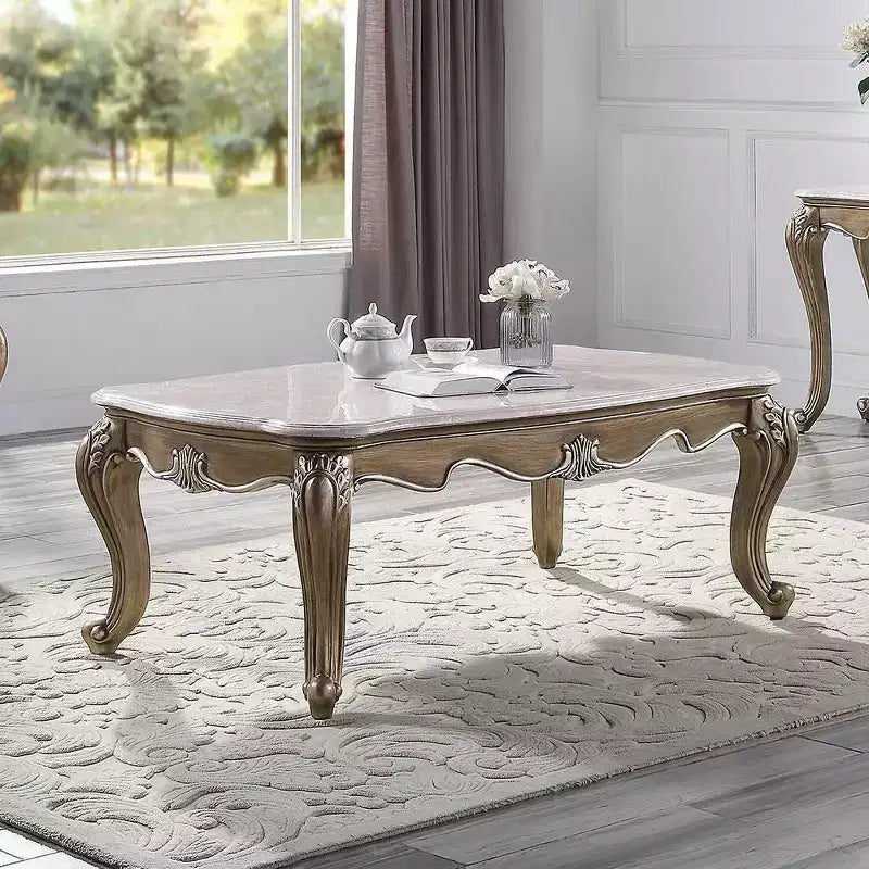 54" Coffee Table: Queen Anne Legs, Shell Carved, No Assembly