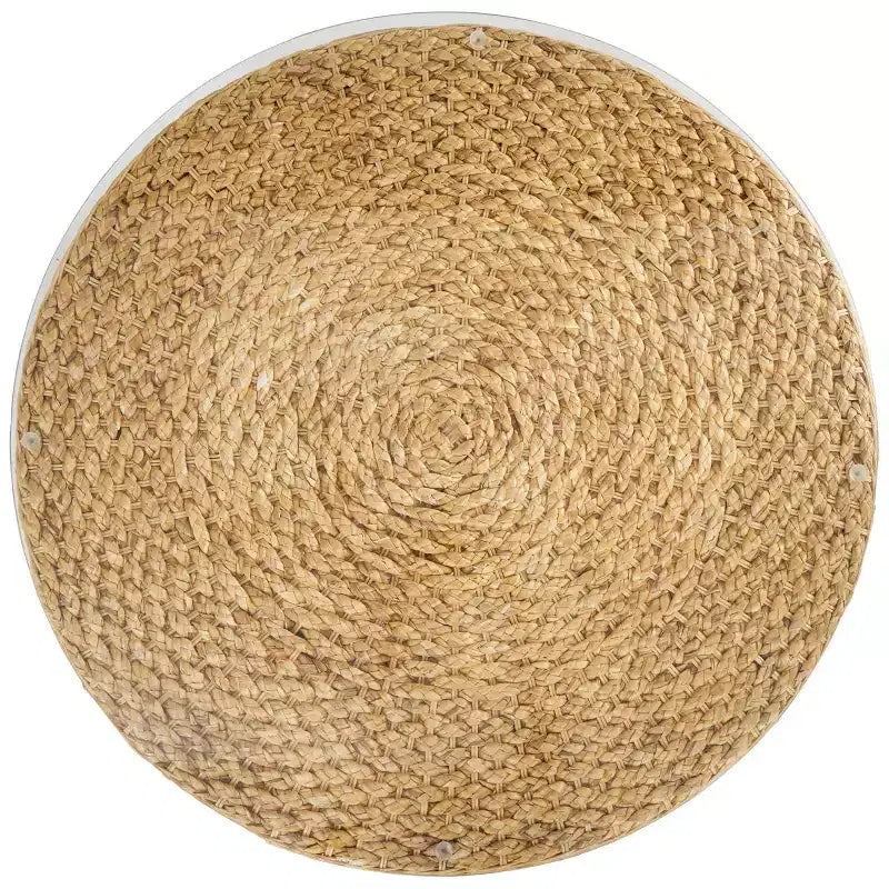 Table basse conique en rotin tressé à la main avec plateau en verre, marron