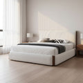 Lit Queen 226 cm – Boucle blanc et finition Noyer