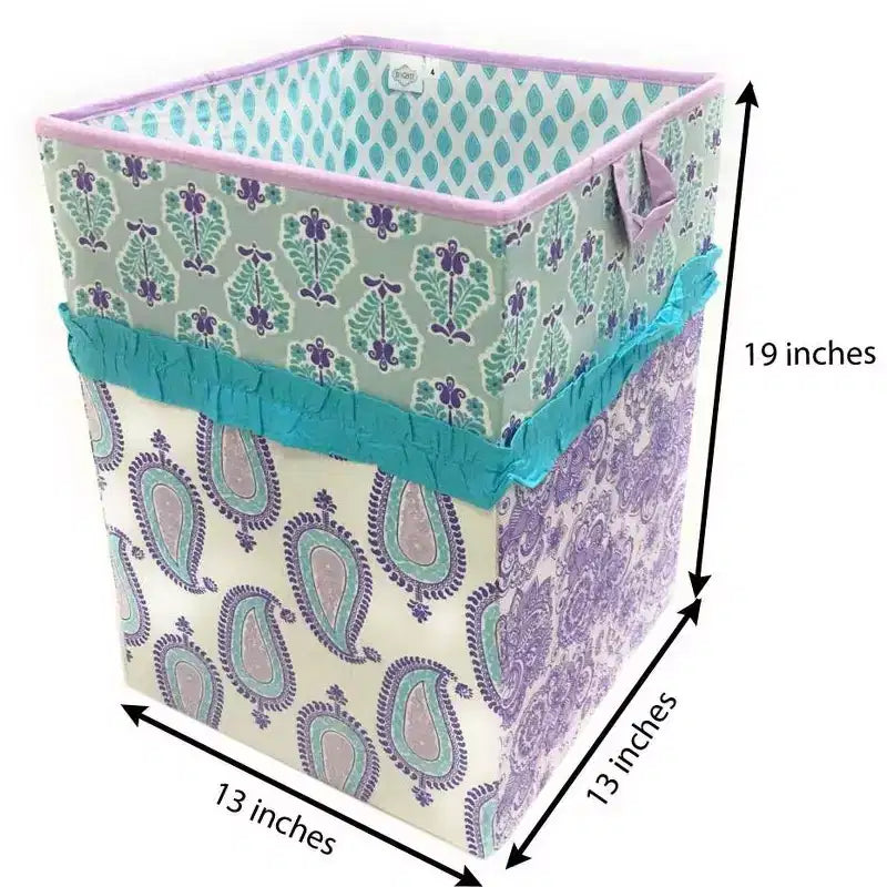 Aqua/Lilac/Purple Collapsible Laundry Hamper