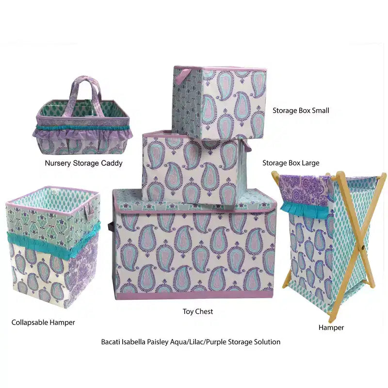 Aqua/Lilac/Purple Collapsible Laundry Hamper
