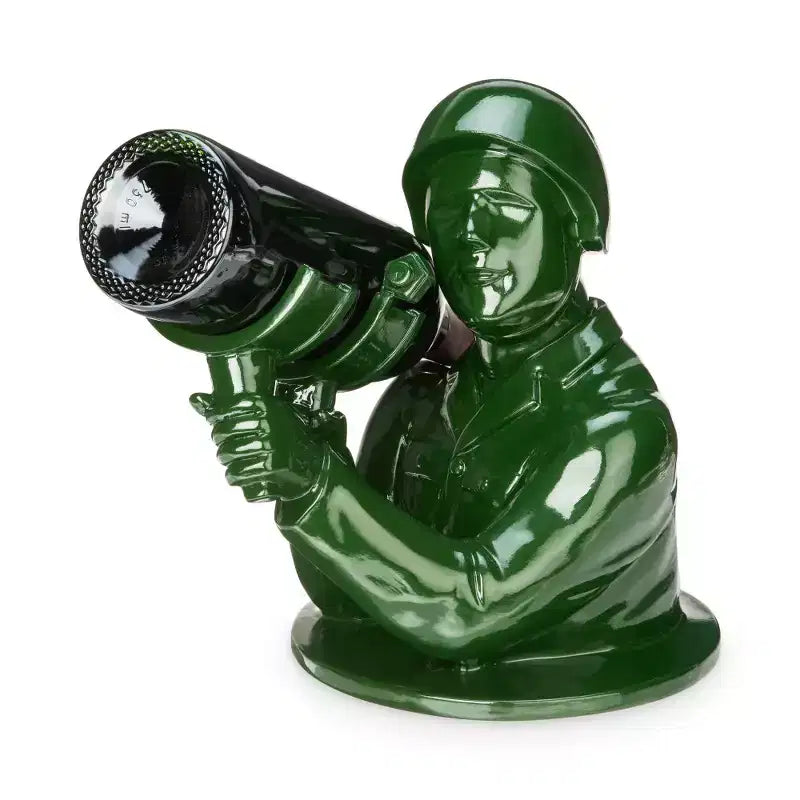Foster & Rye Green Army Man Wine Bottle Holder, Novelty Polyresin Soldier Wine Holder, Decorative Tabletop Wine Rack, Kitchen Decor, Home Bar Gifts