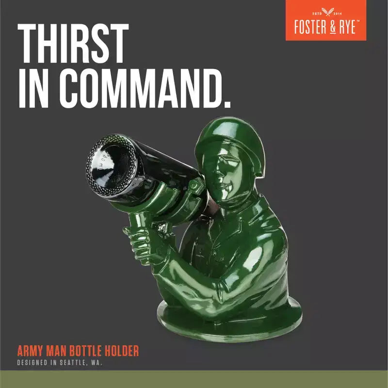Green Army Man Wine Bottle Holder – Novelty Polyresin Soldier Wine Holder