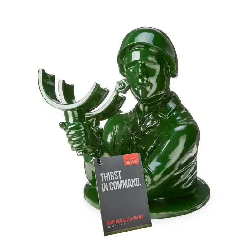 Green Army Man Wine Bottle Holder – Novelty Polyresin Soldier Wine Holder