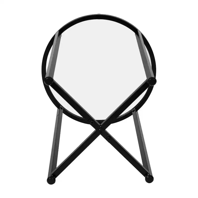 Table d'appoint de salon en verre avec piètement en métal entrecroisé