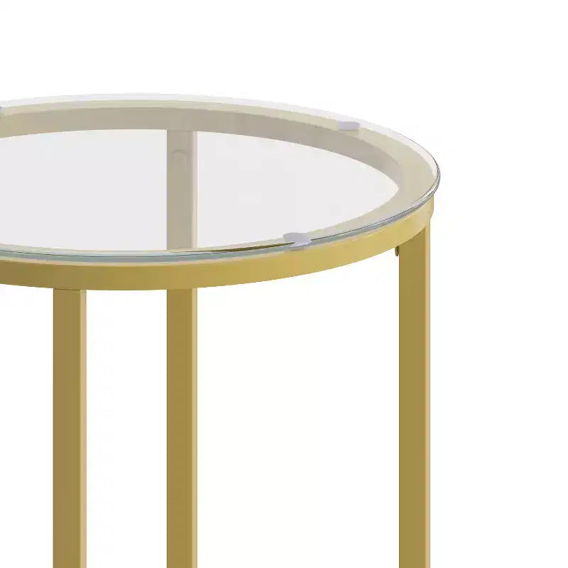 Table d'appoint de salon en verre avec piètement en métal entrecroisé
