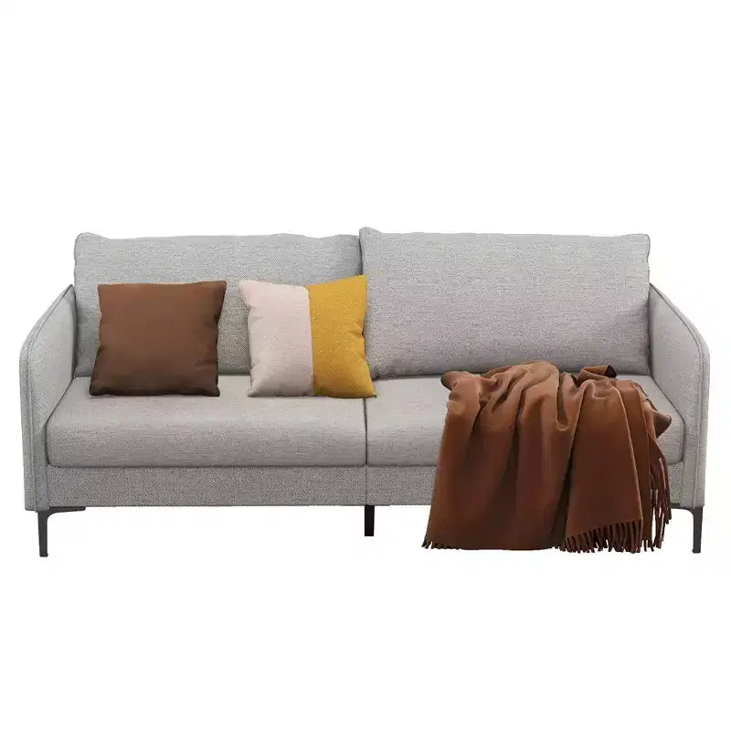 Causeuse canapé moderne de 76 pouces pour salon appartement dortoir avec pieds en métal gris