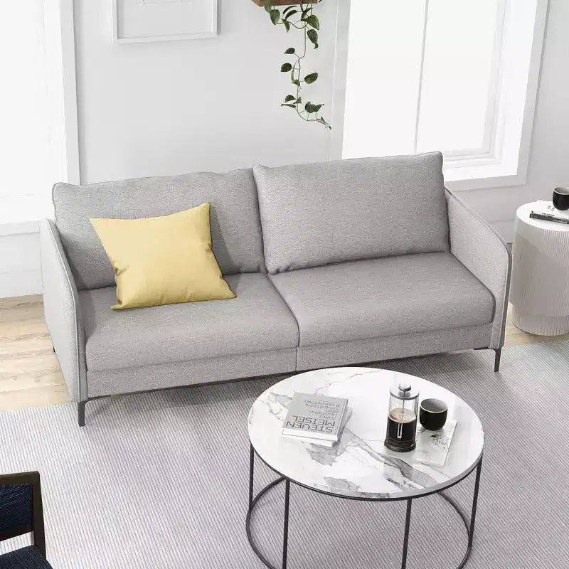 Causeuse canapé moderne de 76 pouces pour salon appartement dortoir avec pieds en métal gris
