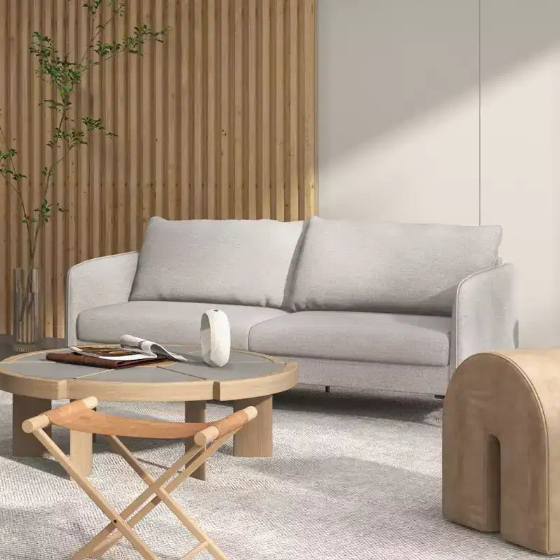 Causeuse canapé moderne de 76 pouces pour salon appartement dortoir avec pieds en métal gris