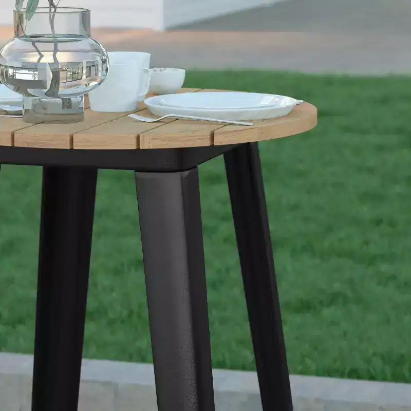 Table de bar d'intérieur/extérieur, plateau rond en polyrésine tout temps de 60 cm avec base en acier